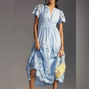 Anthropologie The Somerset Maxi Dress + Cutwork Edition (light blue)